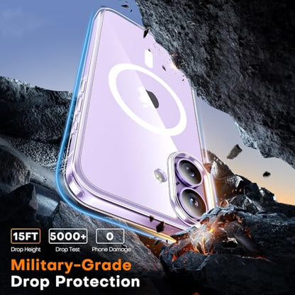 TAURI for iPhone 17 Case, Compatible with MagSafe, with Screen Protector, Anti-Yellowing Military-Grade Protection, Shockproof Slim Magnetic Case for iPhone 17, Clear - color: A-Magnetic Clear