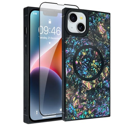 AIGOMARA Magnetic Rectangle for iPhone 14 Plus Case, Abalone Shell - color: Abalone, size: iPhone 14 Plus