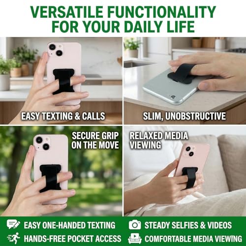 Universal Phone Grip for Smartphones - Phone Holder for Hand for Back of Phone - Wireless Charging Compatible - 2Pack (Black Brown) - color: Black Brown