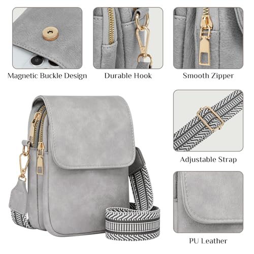 Fashion Small Crossbody Bags for Women Trendy Designer Cell Phone Purses | Adjustable Straps,with Card Holder,Detachable Wristlet Strap,small Cross Body Bag for Woman,Mini Bags,Travel Purse,Work,Gym - color: Lightgrey