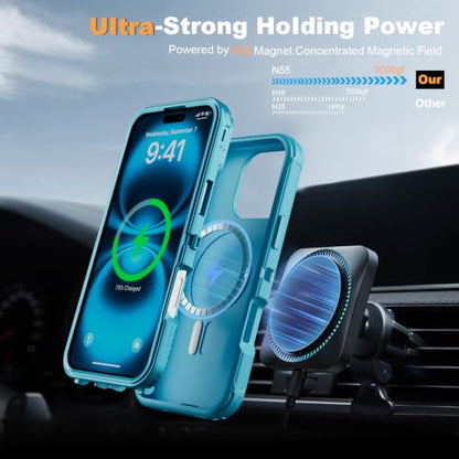Follaroma for iPhone 16 Case with Magnetic,Heavy Duty Case,6.1'',Teal - color: Teal, size: iPhone 16 6.1''