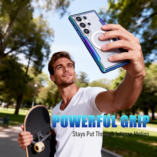 for Samsung Galaxy S26 Ultra Phone Case, Compatible with MagSafe,[20FT Mil-Grade Drop Protection], Durable Anodized Shockproof Aluminum Frame Slim,Iridescent - color: S26 ULTRA Gilded Blue