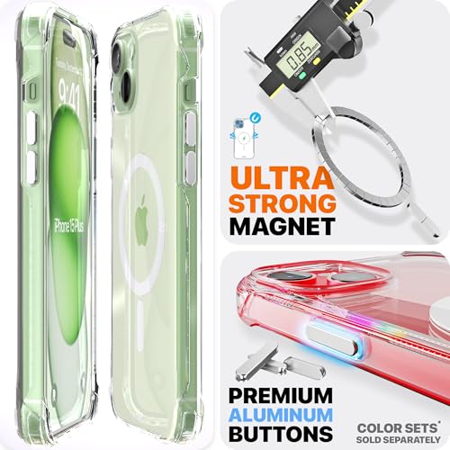 REBEL Clear Case for iPhone 15 Plus [Crystal Series Gen-4] Strong MagSafe Compatible, Anti-Scratch, Non-Yellowing, Protective Shockproof Bumpers, Metal Buttons, 6.7 Inch Phone 2023 (Crystal Clear) - color: Crystal Clear, size: iPhone 15 Plus