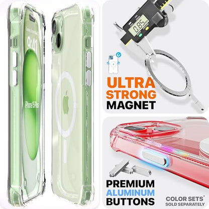 REBEL Clear Case for iPhone 15 Plus [Crystal Series Gen-4] Strong MagSafe Compatible, Anti-Scratch, Non-Yellowing, Protective Shockproof Bumpers, Metal Buttons, 6.7 Inch Phone 2023 (Crystal Clear) - color: Crystal Clear, size: iPhone 15 Plus