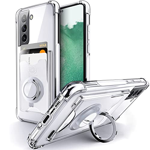 Shields Up for Samsung Galaxy S21 Plus Case with Card Holder Stand, Clear | Minimalist Wallet Case, 3 Card Slots, 360° Rotation Ring Stand/Kickstand, [Drop Protection] Slim Protective Cover - color: Clear, size: Galaxy S21 Plus