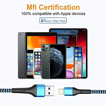 Durcord iPhone Charger 6FT/6/3/1.5, Lightning Cable Fast Charging Cable Nylon Braided Cord Compatible with iPhone 14/13/12/11 Pro Max/XS MAX/XR/XS/X/8/7/Plus/6S/6/SE/5S/iPad