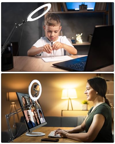 UTEBIT 10 inch Upgrade Ring Light Overhead Camera Phone Mount for Desk