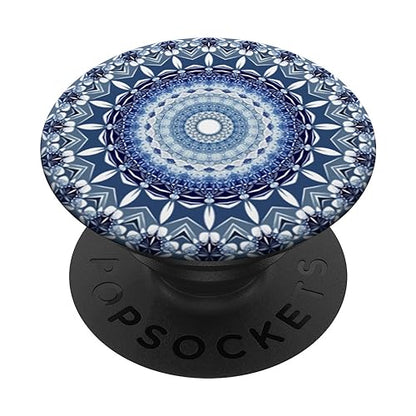 Cell Phone Pop Out Button Holder Mandala Floral Sky Blue PopSockets PopGrip: Swappable Grip for Phones & Tablets PopSockets Adhesive PopGrip - style: Adhesive PopGrip