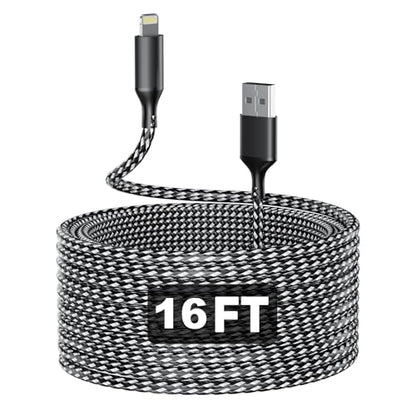 16 FT iPhone Charger Cord, USB-A to Lightning Extra Long Charging Cable, Apple MFi Certified Braided Cable for iPhone, iPad