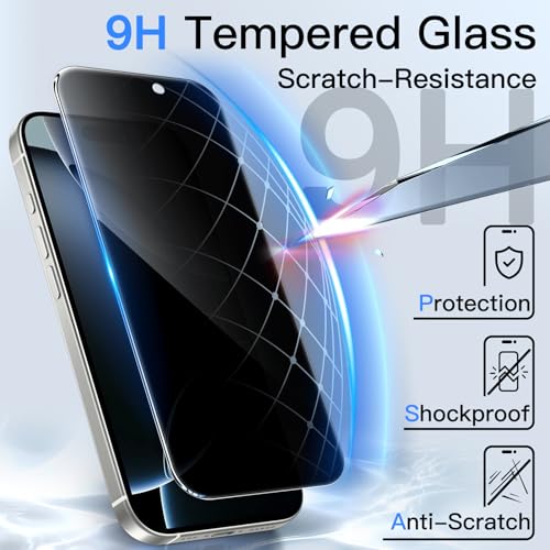 JETech Privacy Screen Protector for iPhone 16 Pro, 2-Pack - size: iPhone 16 Pro