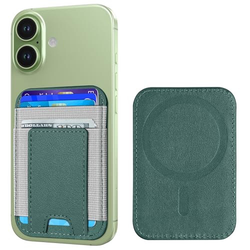 Upgraded for Magsafe Wallet, 7 Card Holder, Strongest Magnetic Wallet | for iPhone Wallet Magsafe with 2 Card Slots, Magnetic Card Holder for iPhone 17/16/15/14/13/12 Series, Slim, Green - color: Green-Upgraded