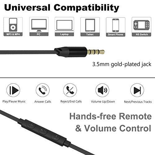 Joymiso Wired Earbuds for School Kids Women Small Ears w Mic and Case Black