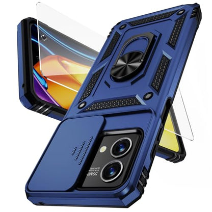 VINVE for Moto G Stylus 5G 2023 Case [Not Fit 4G Version] Slide Lens Cover HD Screen Protector, Military Grade Drop Protection, Magnetic Rotated Ring Holder Kickstand Protective Phone Case (Navy Blue) - color: Navy Blue ,Military Grade 2nd gen.