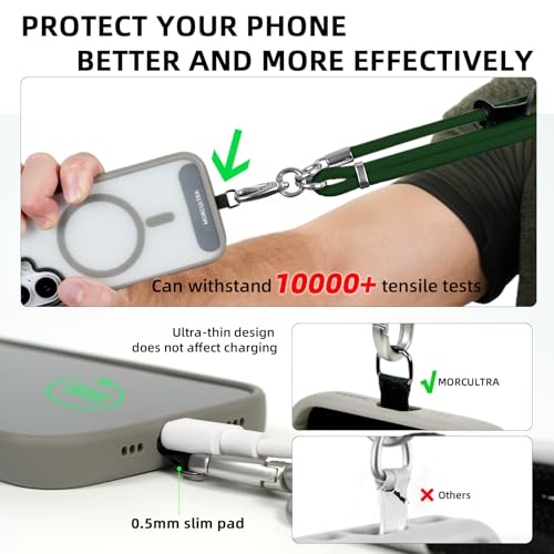 Phone Lanyard, 3 Ways to Wear: Crossbody, Neck and Wrist Strap - color: Green