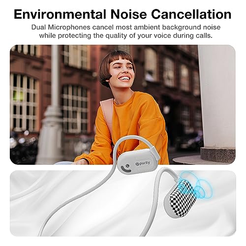 Purity Air Open Ear Headphones - True Air Conduction Wireless Bluetooth Open Ear Earbuds with Dual Mic for iPhone/Android - Secured Long Wearing Comfort, Sports Sweat Resistant (BWHS152) - color: Black and White Hypnotic