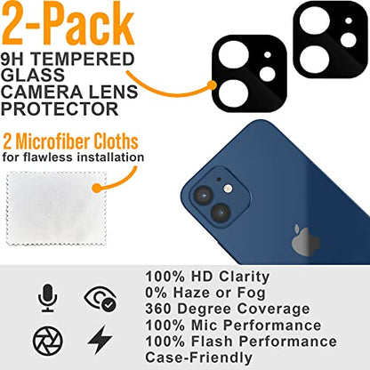 Scooch® Tempered Glass Multipack for iPhone 12, 3 Screen Protectors and 2 Camera Lens Protectors, Premium 9H Tempered Glass, Anti-Scratch, Anti-Fingerprint, Impact Resistant - size: iPhone 12