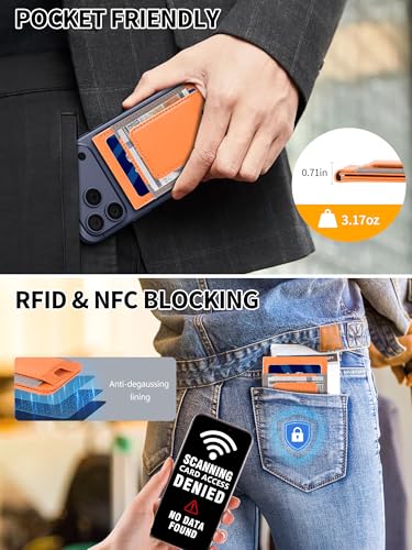 for MagSafe Wallet with Money Clip, Magnetic iPhone Wallet Stand, Orange - color: Orange