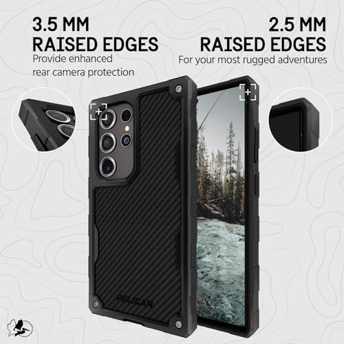Pelican Shield - Samsung Galaxy S24 Ultra Case [6.8”] [Wireless Charging] [21ft MIL-STD Drop Protection] Phone Case for Samsung Galaxy S24 Ultra - Heavy Duty Cover w/Belt Clip Holster Stand - Carbon - color: Carbon