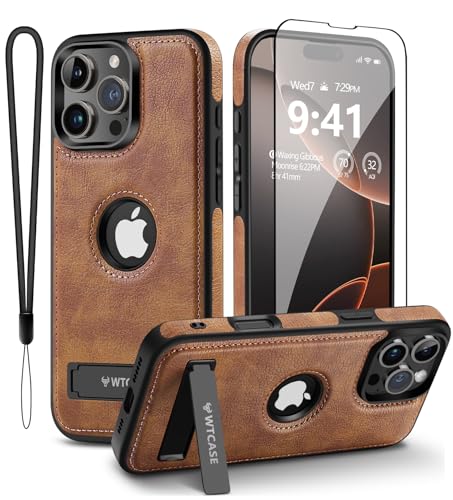 WTCASE Magnetic for iPhone 16 Pro Max Leather Case,Built-in Invisible Stand [Compatible with Magsafe] Protective Slim Kickstand Phone Cover Compatible with iPhone 16 Pro Max (2024) 6.9" (Brown) - color: Brown, size: iPhone 16 Pro Max-6.9"