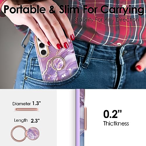 Phone Ring Grip Holder, 360° Rotation Cell Phone Grip Stand, Finger Ring Stand, Metal Finger Ring Grip Kickstand Compatible with iPhone 17 Pro Max 16 15 14 13 12 Magsafe Accessories, Violet - color: Violet