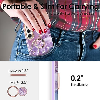 Phone Ring Grip Holder, 360° Rotation Cell Phone Grip Stand, Finger Ring Stand, Metal Finger Ring Grip Kickstand Compatible with iPhone 17 Pro Max 16 15 14 13 12 Magsafe Accessories, Violet - color: Violet