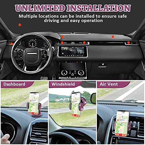 eing Car Phone Mount Cell Phone Holder with One More Air Vent Base,Bling Crystal Universal Phone Mount Holder Cradle for Dashboard,Windshield and Air Vent,Purple - color: G-Purple