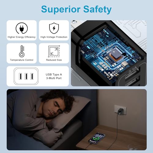 USB Wall Charger Plug Multi Port Quick Charge Block Cube 3.1A Power Adapter - color: all black