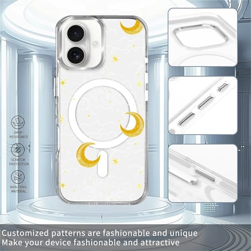 Magnetic Case for iPhone 15 Plus iPhone 14 Plus Design On Clear Base, Compatible with MagSafe, Slim Protective Soft TPU Bumper Phone Cover Women Girls Case -Clear Celestial Moon Stars - color: Clear Celestial Moon Stars, size: iPhone 15 Plus iPhone 14 Plu