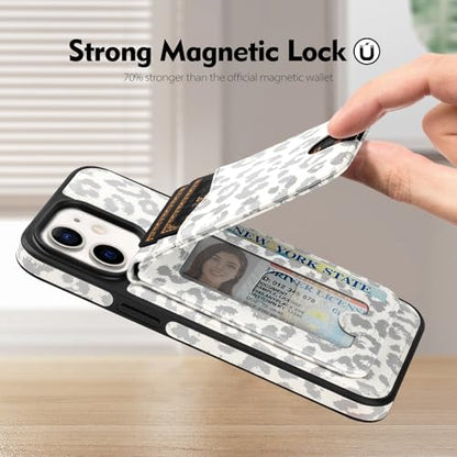 SkyEagle Compatible with MagSafe iPhone 11 Wallet Case,Leopard-White - color: Leopard-White, size: iPhone 11 - 6.1"