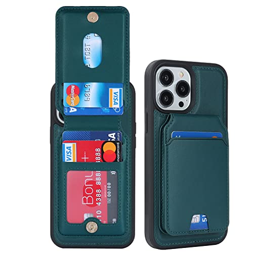 iCoverCase Wallet Case for iPhone 13 Pro Max/12 Pro Max Compatible with MagSafe, Magnetic Detachable Card Slots Holder PU Leather Kickstand Wireless Charging Case 6.7 Inch (Blackish Green) - color: Blackish Green