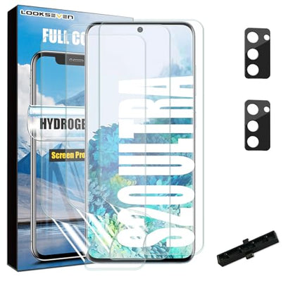 3 Hydrogel Films + 2 Tempered Glass Lens Protector For Galaxy S20 Ultra - size: S20 Ultra