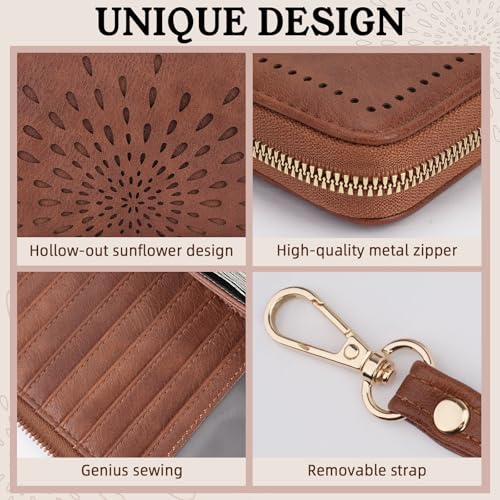 APHISON Wallet Women Large Capacity Clutch Purse For Ladies Card Holder RFID Wristlet Phone Zipper Coin Travel Pocket - color: 05-brown