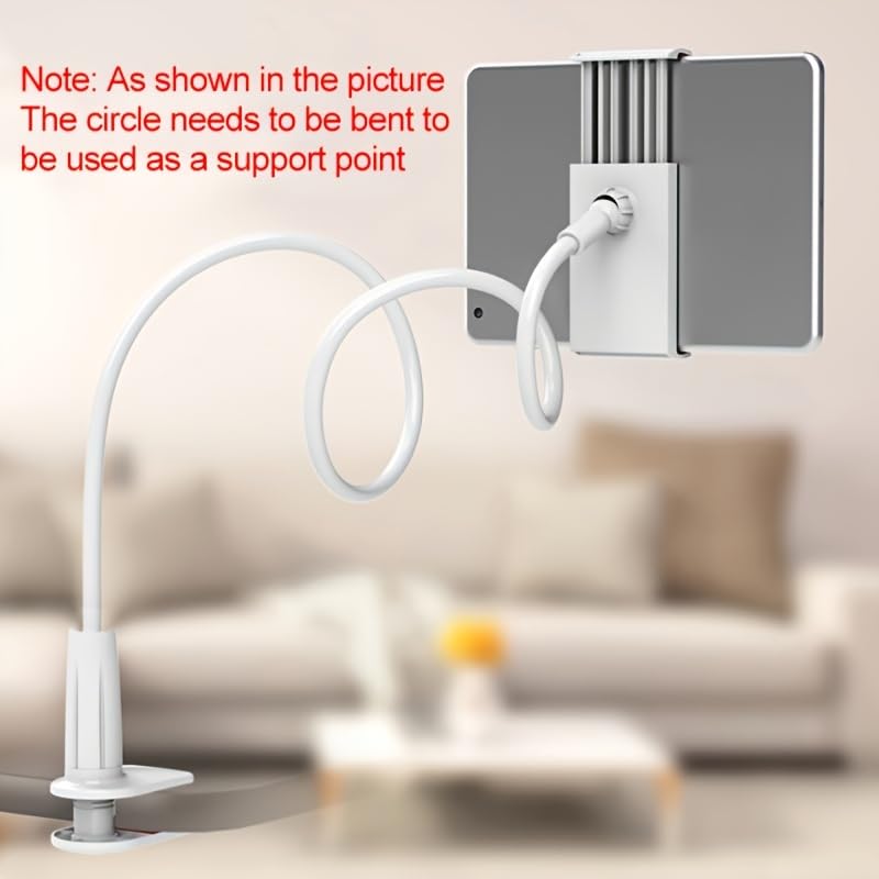 1PCS Tablet and Smartphone Stand 360 Degree Rotating Spiral Base Flexible Arm for Bedside Hands Free Viewing, Desk, Travel, Black - color: Black