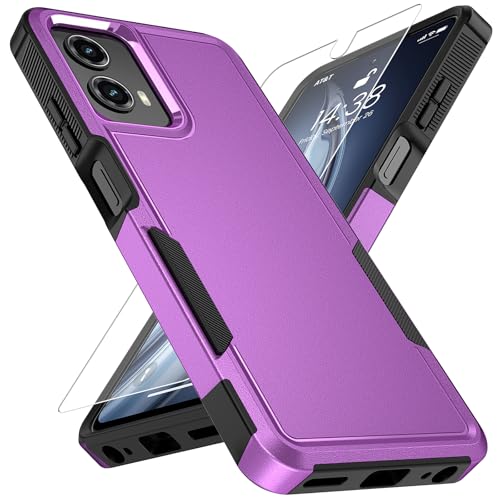 Vinve for Moto G 5G 2024 Case with HD Screen Protector, Military-Grade Shockproof & Dual-Layer Protection, Anti-Slip Grip Design Phone Case, Purple - color: Purple, size: Moto G 5G 2024