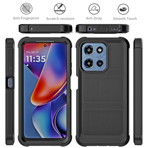 for Motorola Moto G 2026/2025 Case, for Moto G Play 2026 Case with Belt Clip Holster, Heavy Duty 2-Layer Protection, Anti-Drop, Shockproof Phone Cover (Black) - color: Black