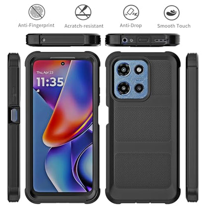 for Motorola Moto G 2026/2025 Case, for Moto G Play 2026 Case with Belt Clip Holster, Heavy Duty 2-Layer Protection, Anti-Drop, Shockproof Phone Cover (Black) - color: Black