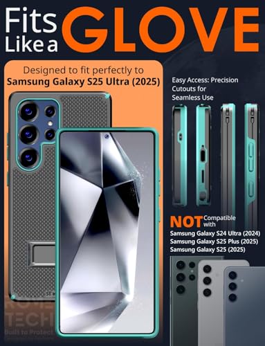 Designed for Samsung Galaxy S25 Ultra Case with Belt Clip Holster | Rugged Cover with Strong Magnet & Kickstand Heavy Duty Combo - Black & Green - color: Black & Green