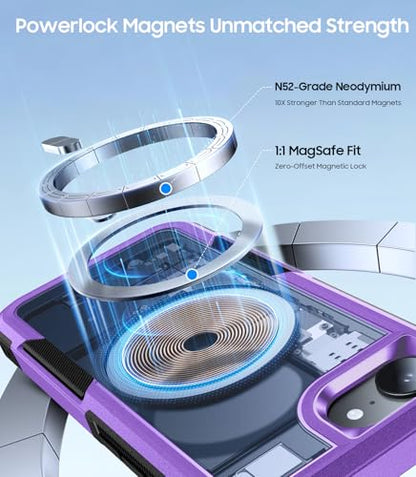 Magnetic for iPhone 17e Case Dual-Layer Shockproof Purple | Military-Grade Heavy Duty Protection, Fit for Magsafe, Matte Finish Scratch Resistant Anti-Fingerprint Anti-Slip Phone Cover - color: Purple