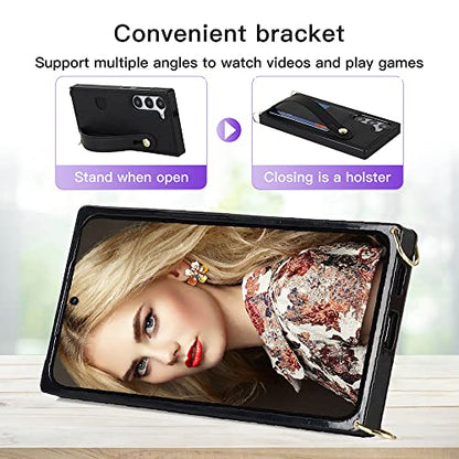 CCSmall for Samsung Galaxy S23 Crossbody Case w Card Holder KB Black - color: Black, size: Galaxy S23