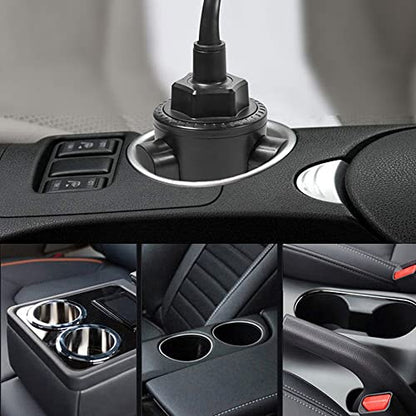 2-in-1 Cup Holder Phone Mount, Universal Adjustable Gooseneck Cup Holder, 360 Rotation, One-Button Release, Fits 4"-7" Phones