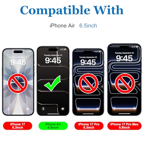 Mothca 2 Pack Matte Glass Full Coverage Screen Protector for iPhone Air 6.5-inch, Anti-Glare Anti-Fingerprint Black Edge Tempered Glass Film with Easy Installation Tool, Smooth as Silk - size: iPhone Air-6.5 Inch