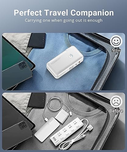Portable Charger, Power Bank, 16000mAh Power Bank Built-in AC Wall Plug and Cables, PD 30W and QC4.0 Fast Charger for iPhone and Android Phones and Most Electronic Devices (White)