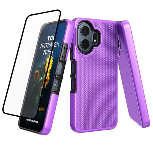 Ailiber for TCL 70 Pro NxtPaper Phone Case Slim, Screen Protector-Purple | Creative Artistic Design, Dual Layer Hybrid Protection & Soft Silicone Bumper, Shockproof Phone Cover for Daily Lifestyles - color: Purple