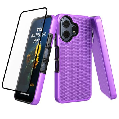 Ailiber for TCL 70 Pro NxtPaper Phone Case Slim, Screen Protector-Purple | Creative Artistic Design, Dual Layer Hybrid Protection & Soft Silicone Bumper, Shockproof Phone Cover for Daily Lifestyles - color: Purple
