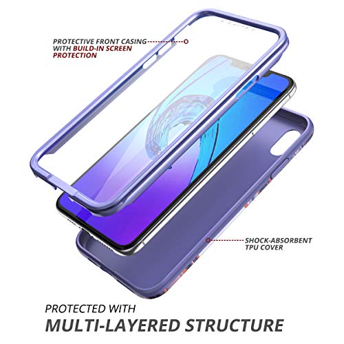 SURITCH Case for iPhone Xs Max,[Built-in Screen Protector] Hybrid Full-Body Protection Dual Layer Soft Silicone Shockproof Bumper Lavender Protective Cover for iPhone Xs max 6.5"(Purple Marble)