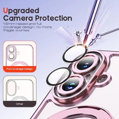 for Plating iPhone 16 Case with Magnetic Stand,Rose Gold - color: Rose Gold, size: iPhone 16