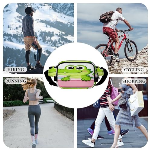 Bathtub Gator Fanny Packs for Women Men Double Layer Fashion Waist Pack Adjustable Belt Bag with Pockets Small Crossbody Bags for Running Hiking Workout Travel Daily Use
