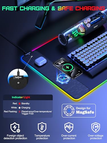 Wireless Charging RGB Gaming Mouse Pad, Desk Pad for MacBook, PC, Laptop - color: Rgb Black