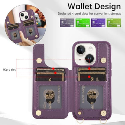 for iPhone 11 Wallet Case with Card Holder Slots and Strap, RFID Blocking Magnetic Flip Folio Cover, Crossbody Purse Protection Case with Kickstand,Deep Purple Diamond - color: Deep Purple Diamond, size: iPhone 11(6.1")