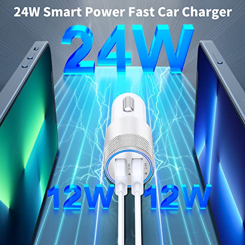 Apple MFi Certified iPhone Car Charger, 4.8A USB Car Power Fast Charging - color: Frosted Silver